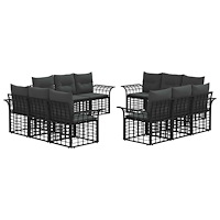 vidaXL Utomhussoffset 12 pcs Svart och Mörkgrå Polyester