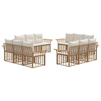 vidaXL Utomhussoffset 12 pcs Naturlig och Creamvit Polyester