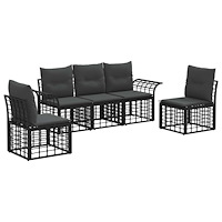vidaXL Utomhussoffset 5 pcs Svart och Mörkgrå Polyester