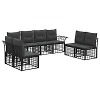 vidaXL Utomhussoffset 8 pcs Svart och Mörkgrå Polyester