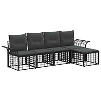 vidaXL Utomhussoffset 5 pcs Svart och Mörkgrå Polyester