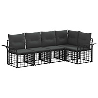 vidaXL Utomhussoffset 5 pcs Svart och Mörkgrå Polyester