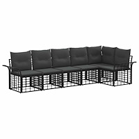 vidaXL Utomhussoffset 6 pcs Svart och Mörkgrå Polyester