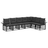 vidaXL Utomhussoffset 7 pcs Svart och Mörkgrå Polyester