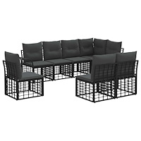 vidaXL Utomhussoffset 8 pcs Svart och Mörkgrå Polyester
