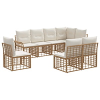 vidaXL Utomhussoffset 8 pcs Naturlig och Creamvit Polyester