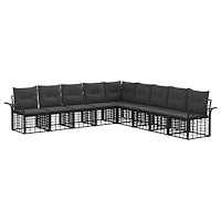 vidaXL Utomhussoffset 9 pcs Svart och Mörkgrå Polyester
