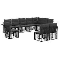 vidaXL Utomhussoffset 10 pcs Svart och Mörkgrå Polyester