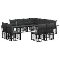 vidaXL Utomhussoffset 11 pcs Svart och Mörkgrå Polyester