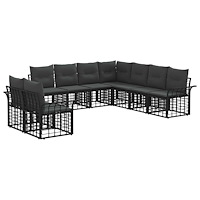 vidaXL Utomhussoffset 9 pcs Svart och Mörkgrå Polyester