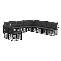 vidaXL Utomhussoffset 11 pcs Svart och Mörkgrå Polyester