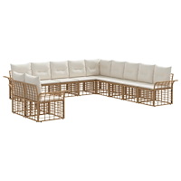 vidaXL Utomhussoffset 11 pcs Naturlig och Creamvit Polyester