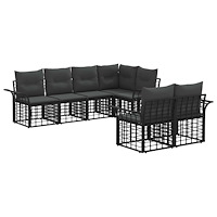 vidaXL Utomhussoffset med kudde 7 pcs Svart och Mörkgrå Polyester