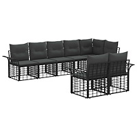 vidaXL Utomhussoffset med kudde 8 pcs Svart och Mörkgrå Polyester