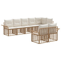 vidaXL Utomhussoffset 8 pcs Naturlig och Creamvit konstrotting