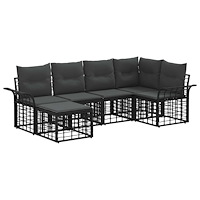 vidaXL Utomhussoffset 6 pcs Svart och Mörkgrå Polyester
