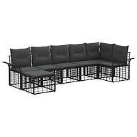vidaXL Utomhussoffset 7 pcs Svart och Mörkgrå Polyester