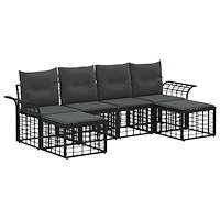 vidaXL Utomhussoffset 6 pcs Svart och Mörkgrå Polyester