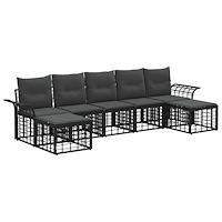 vidaXL Utomhussoffset 7 pcs Svart och Mörkgrå Polyester