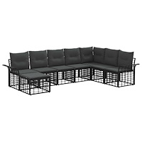 vidaXL Utomhussoffset med kudde 8 pcs Svart och Mörkgrå Polyester