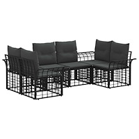 vidaXL Utomhussoffset med kudde 6 pcs Svart och Mörkgrå Polyester