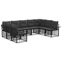 vidaXL Utomhussoffset 9 pcs Svart och Mörkgrå Polyester