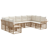 vidaXL Utomhussoffset 9 pcs Naturlig och Creamvit Polyester