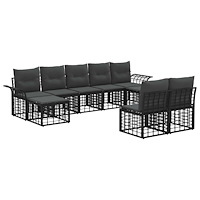 vidaXL Utomhussoffset 9 pcs Svart och Mörkgrå Polyester