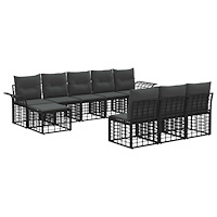 vidaXL Utomhussoffset 9 pcs Svart och Mörkgrå Polyester