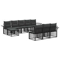 vidaXL Utomhussoffset 10 pcs Svart och Mörkgrå Polyester