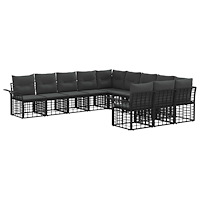 vidaXL Utomhussoffset 11 pcs Svart och Mörkgrå Polyester