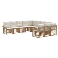 vidaXL Utomhussoffset 11 pcs Naturlig och Creamvit Polyester