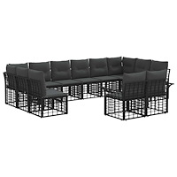 vidaXL Utomhussoffset 12 pcs Svart och Mörkgrå Polyester