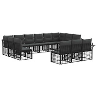 vidaXL Utomhussoffset 13 pcs Svart och Mörkgrå Polyester