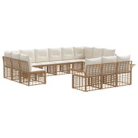 vidaXL Utomhussoffset 13 pcs Naturlig och Creamvit Polyester