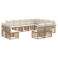 vidaXL Utomhussoffset 12 pcs Naturlig och Creamvit Polyester