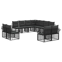 vidaXL Utomhussoffset 11 pcs Svart och Mörkgrå Polyester