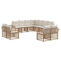 vidaXL Utomhussoffset 11 pcs Naturlig och Creamvit Polyester