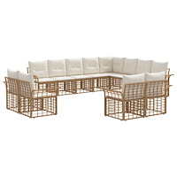 vidaXL Utomhussoffset 12 pcs Naturlig och Creamvit Polyester