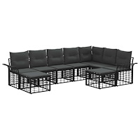 vidaXL Utomhussoffset med kudde 9 pcs Svart och Mörkgrå Polyester