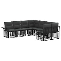vidaXL Utomhussoffset med kudde 8 pcs Svart och Mörkgrå Polyester