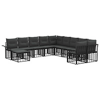vidaXL Utomhussoffset 11 pcs Svart och Mörkgrå Polyester