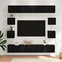 vidaXL TV-bänkset 8 pcs 100 x 30 x 30 cm Svart ek Konstruerat trä