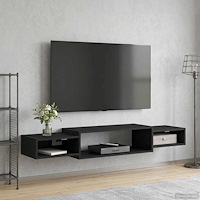 vidaXL Väggmonterad TV-skåp Väggmonterat Svart ek 140 x 28 x 21 cm