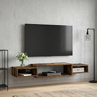 vidaXL Väggmonterad TV-skåp Väggmonterat Rökt ek 140 x 28 x 21 cm