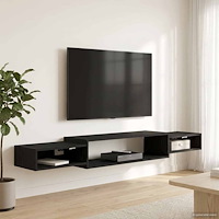 vidaXL Väggmonterad TV-skåp Väggmonterat Svart ek 180 x 28 x 21 cm