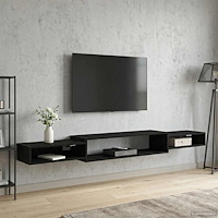 vidaXL Väggmonterad TV-skåp Väggmonterat Svart ek 220 x 28 x 21 cm