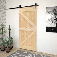 vidaXL Skjutdörr Naturlig och svart 80 x 210 cm Massiv furu