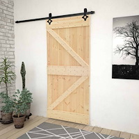 vidaXL Skjutdörr Naturlig och svart 80 x 210 cm Massiv furu