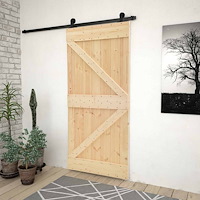 vidaXL Skjutdörr Naturlig och svart 80 x 210 cm Massiv furu